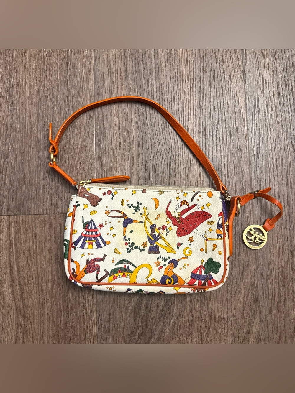 Pedro Guidi small bag with colorful circus-themed graphic